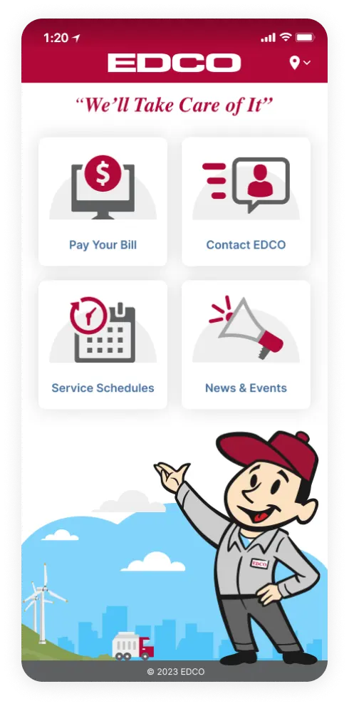 EDCO mobile app in phone display